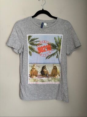 H&M Gray Short Sleeve Tee with Beach Graphic from 90210